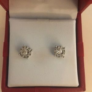 Never worn! Macy’s diamond halo earrings